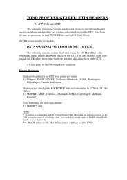 WIND PROFILER GTS BULLETIN HEADERS - Met Office