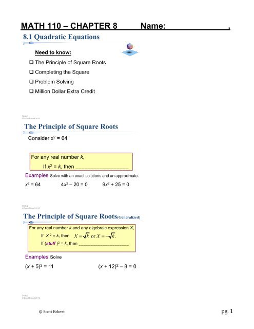 Math 110 A A A Chapter 8 Name