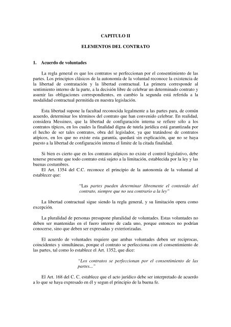 CAPITULO II ELEMENTOS DEL CONTRATO 1. Acuerdo de ...