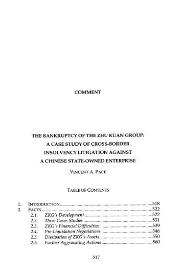 The Bankruptcy of the Zhu Kuan Group - University of Pennsylvania ...