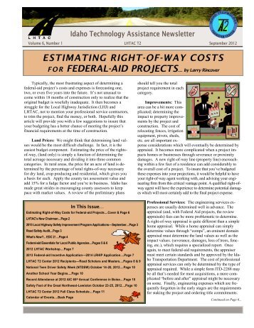 Vol 6 No 1 September 2012 - Local Highway Technical Assistance ...