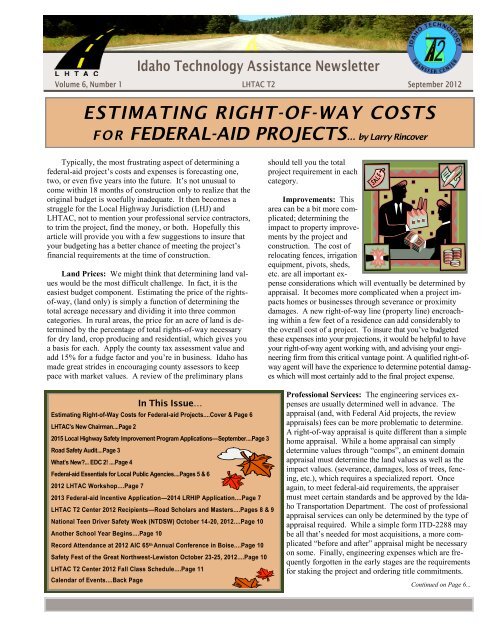 Vol 6 No 1 September 2012 - Local Highway Technical Assistance ...