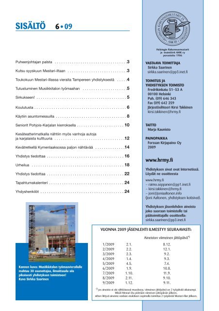Yhdistyksen jÃ¤senlehti 6/09, PDF tiedosto - Helsingin ...