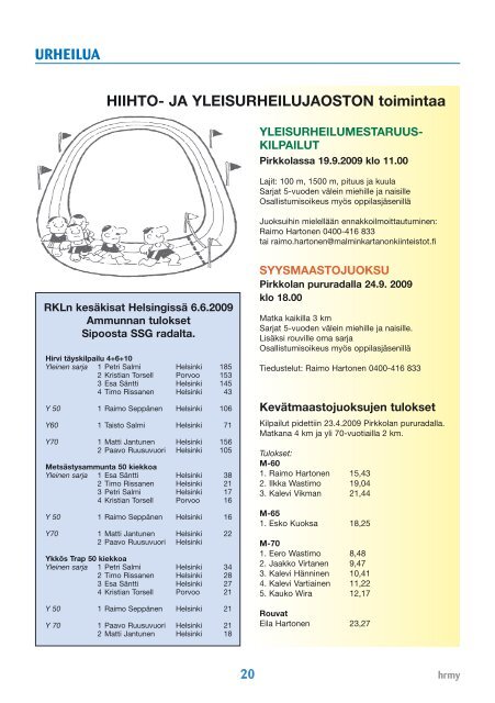 Yhdistyksen jÃ¤senlehti 6/09, PDF tiedosto - Helsingin ...