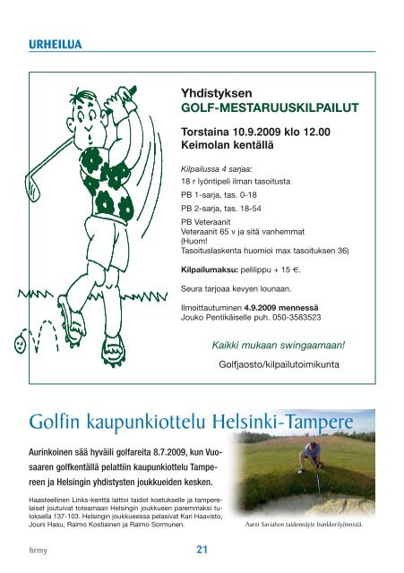 Yhdistyksen jÃ¤senlehti 6/09, PDF tiedosto - Helsingin ...