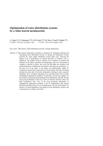 Optimization of water Distribution Systems by a Tabu Search ...