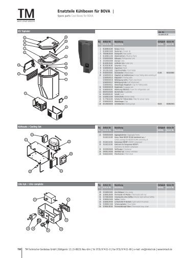 Ersatzteile Kühlboxen für BOVA | - TM Technischer Gerätebau