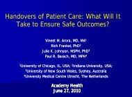 Handovers of Patient Care: What Will It Take to Ensure Safe ...