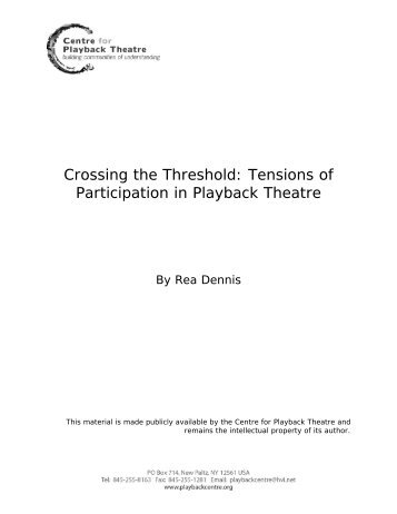 Crossing the Threshold - Playback Theatre