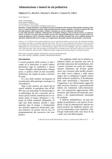 1_Alimentazione e tumori in età pediatrica - FOSAN