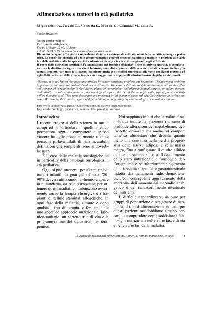 1_Alimentazione e tumori in età pediatrica - FOSAN