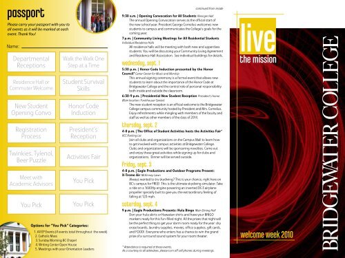 Week passport - Home - Welcome - Bridgewater College