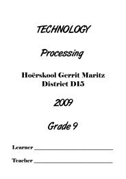 TECHNOLOGY Processing 2009 Grade 9 - Tegnologie