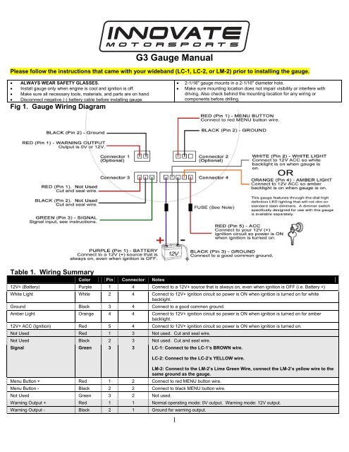 G3 Gauge Manual - Innovate Motorsports