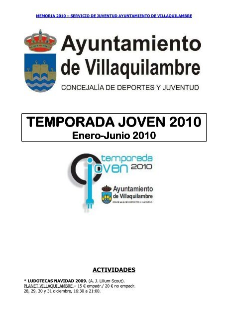 MEMORIA JUVENTUD 2010 - Ayuntamiento de Villaquilambre