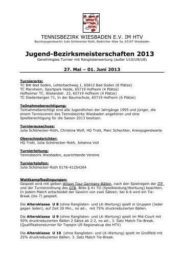 Ausschreibung2013SommerJugend - Tennisbezirk Wiesbaden