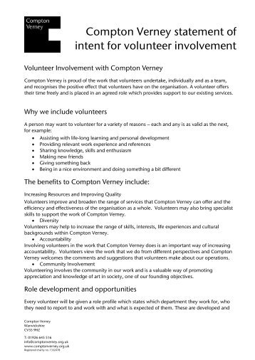 Download our Statement of intent for volunteer ... - Compton Verney