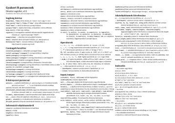 ABARI KÃLMÃN: Gyakori R parancsok