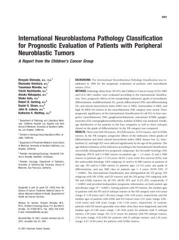 International Neuroblastoma Pathology Classification for ... - NANT