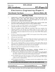 IES-2010 IES Academy ET (Paper-I) Electronics Engineering (Paper-I)