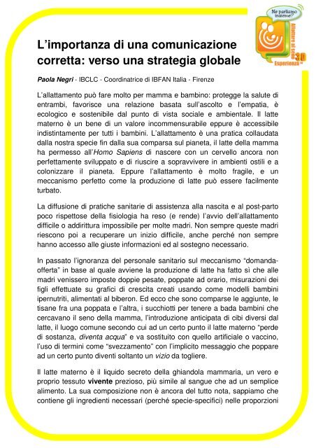 âBADA A COME PARLI!â in PDF - Ibfan Italia