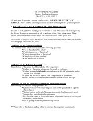 Summer Reading Assignments grades 9-12.pdf - St. Catharine ...