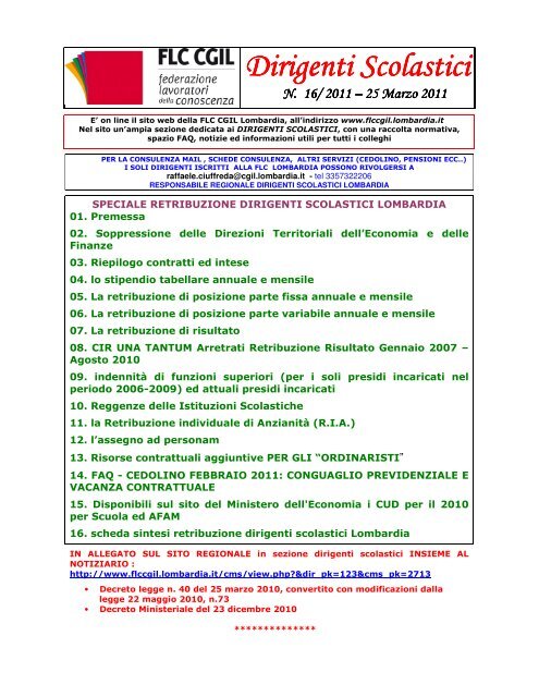 2011 25 MARZO 2011 NOTIZIARIO DS Lombardia - FLC CGIL ...