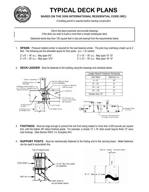 Typical Deck Plans City Of Nashua