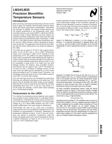 LM34/LM35 Precision Monolithic Temperature Sensors - Datasheetz