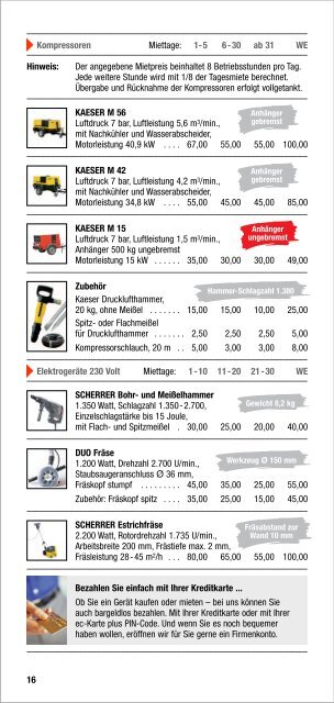 SCHERRER Mietpreisliste