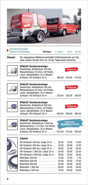 SCHERRER Mietpreisliste