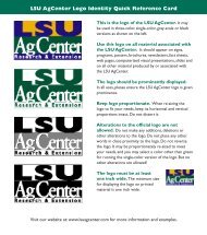 LSU AgCenter Logo Identity Quick Reference Card