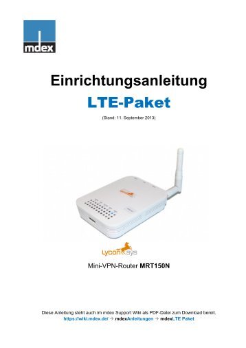Einrichtungsanleitung LTE-Paket - mdex Support