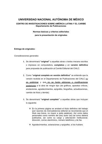 Normas y criterios editoriales - Centro de Investigaciones sobre ...