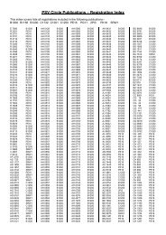 PSV Circle Publications â Registration Index - The PSV Circle Website