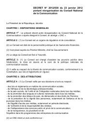 DECRET NÂ° 2012/038 du 23 janvier 2012 portant rÃ©organisation du ...