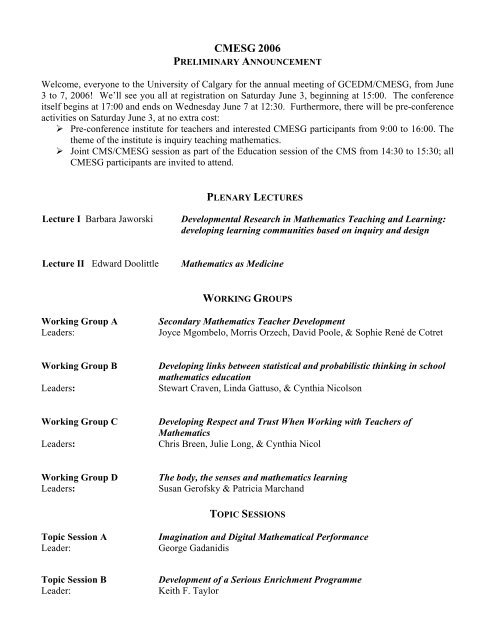 groupe canadien d'ÃƒÂ©tude en didactique des mathematiques - Publish