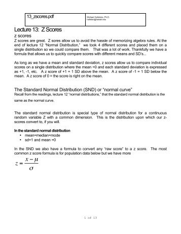 lecture 13 z scores - Laulima