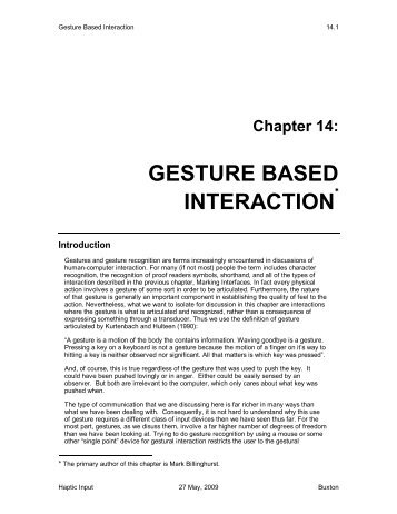 GESTURE BASED INTERACTION