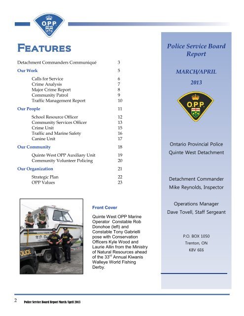 Police Service Board Report - City of Quinte West