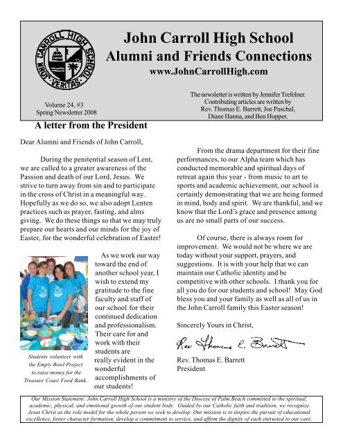 Spring 2008 Newsletter - John Carroll Catholic High School