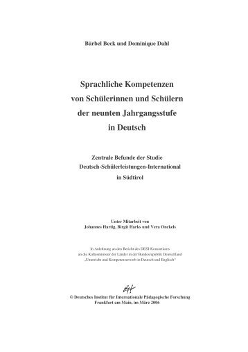 Ergebnisse der DESI-Studie - Kindergarten und Schule in SÃ¼dtirol