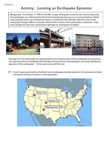 Activity: Locating an Earthquake Epicenter