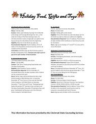 a list of Holiday Assistance - Cincinnati State