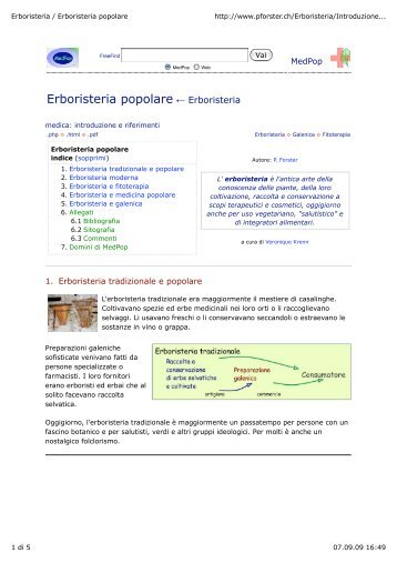 Erboristeria popolare - Enciclopedia di medicina popolare