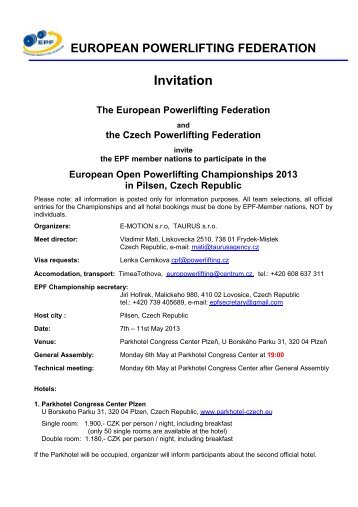 Invitation Open 2013 - European Powerlifting Federation