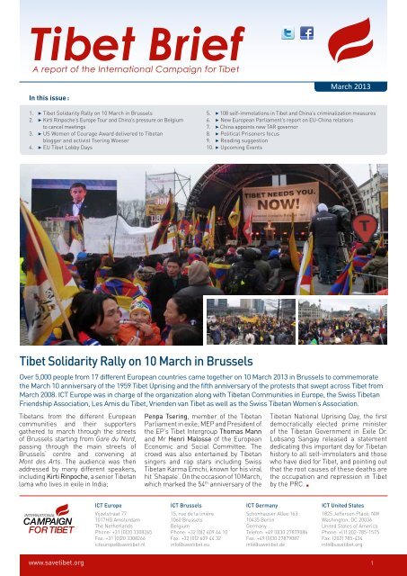 Tibet Brief International Campaign for Tibet