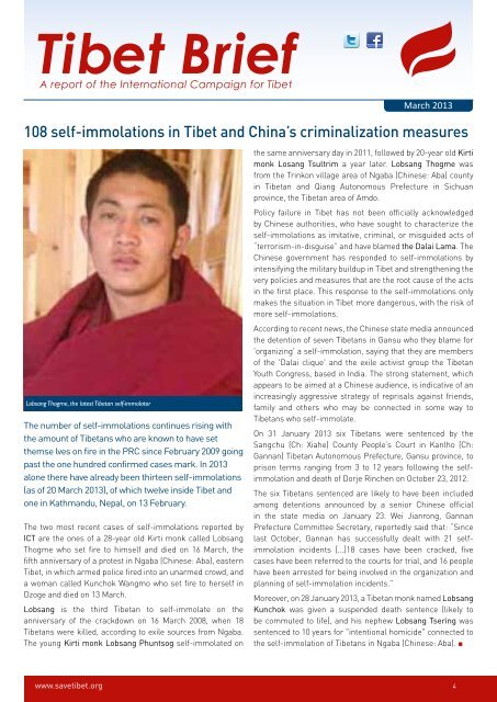 Tibet Brief - International Campaign for Tibet