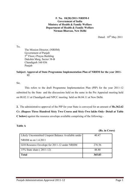 PIP 2011-12-ROP - Department of Health & Family Welfare, Punjab ...