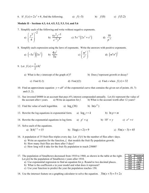 Math 095 Final Exam Review - Faculty.chemeketa.edu